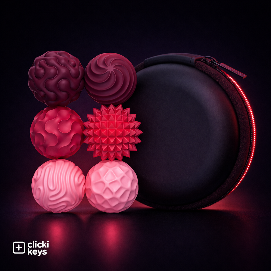 Zenorb balls held in a hand, shown at palm scale