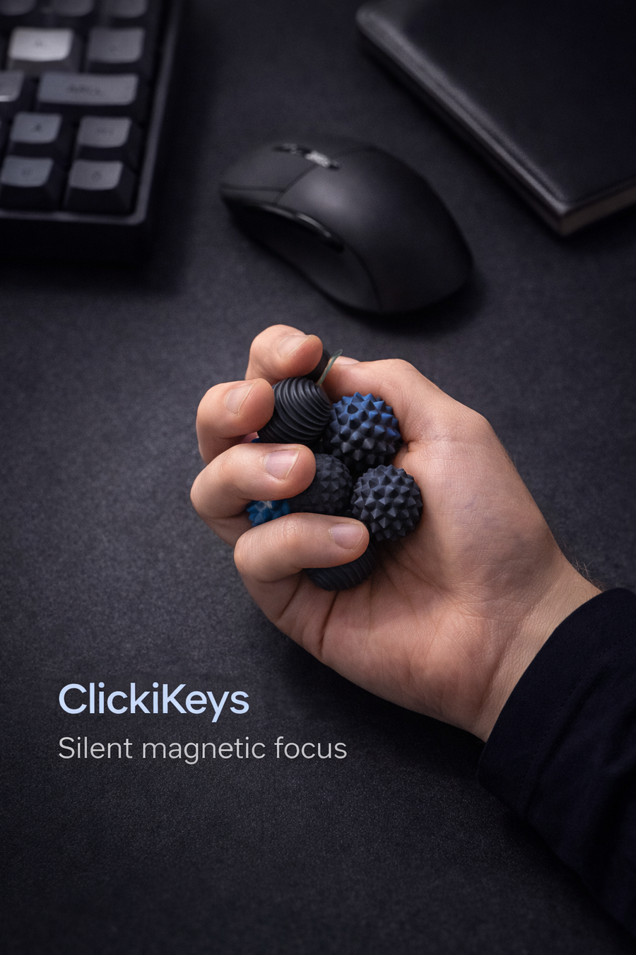 Silent tactile magnetic fidget in use